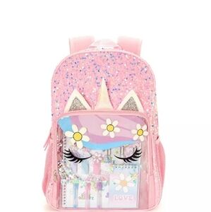 Little and Big Girls Sequined Unicorn Backpack with Stationary Set